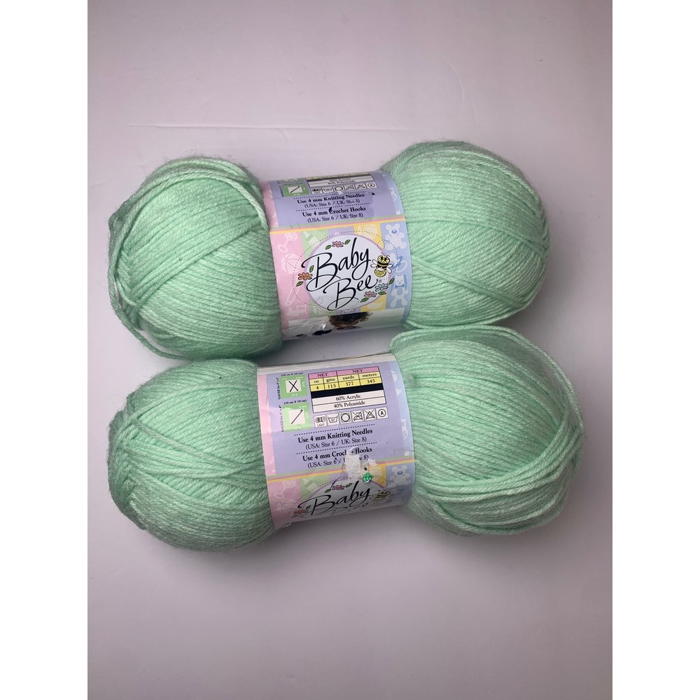 Baby Bee Sweet Delight Baby Yarn Mint Charm 26 Light 3 Acrylic‎ Blend 2 Skeins